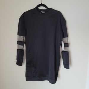 NWT Tobi Crew Neck Black Long Sleeve Dress with Mesh Paneling